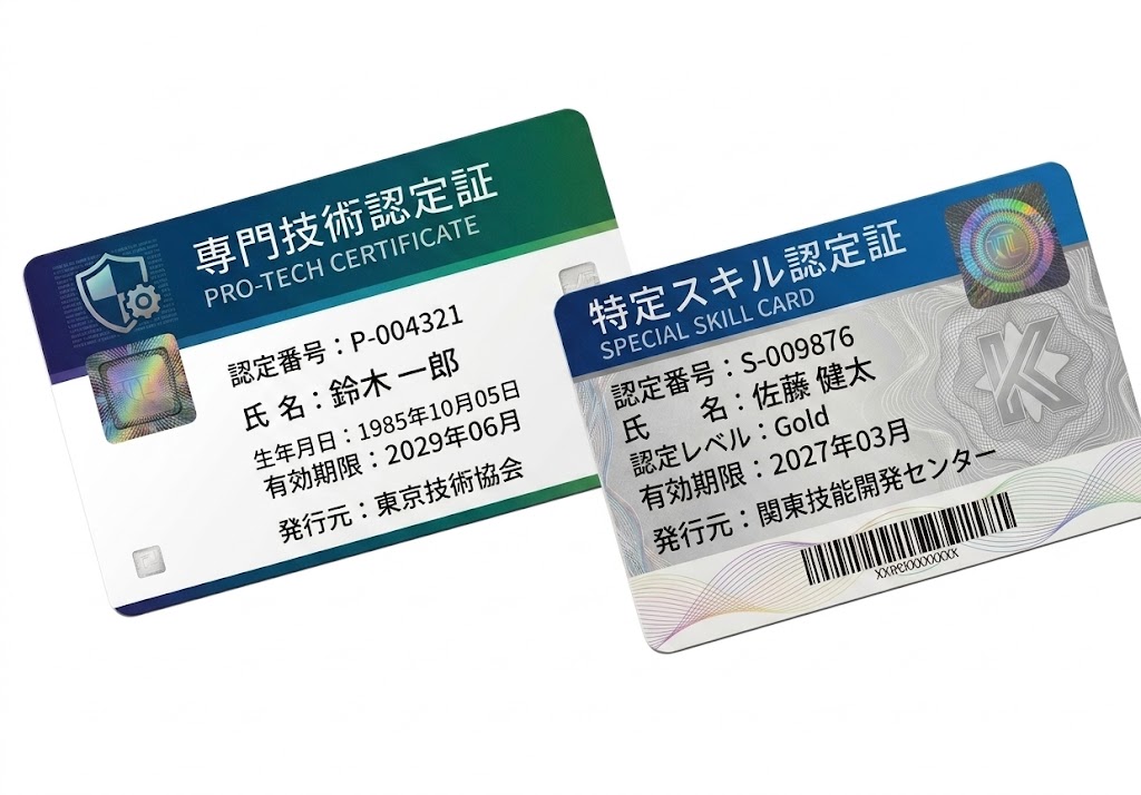 認定証・資格証・合格証
